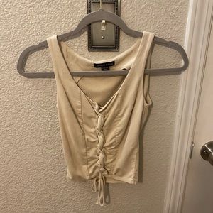 Cream color lace up kendall and kylie top